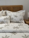Couvre lit 4 Pieces Fleurs de Lin Beige