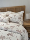 Couvre lit 4 Pieces Fleurs de Lin Rose