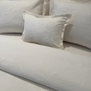 Couvre lit 4 Pieces Fleurs de Lin Blanc