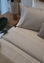 Parure de drap POLOPOLO Bordé 100% Coton percale 4 Pieces Blanc cassé Motif 1