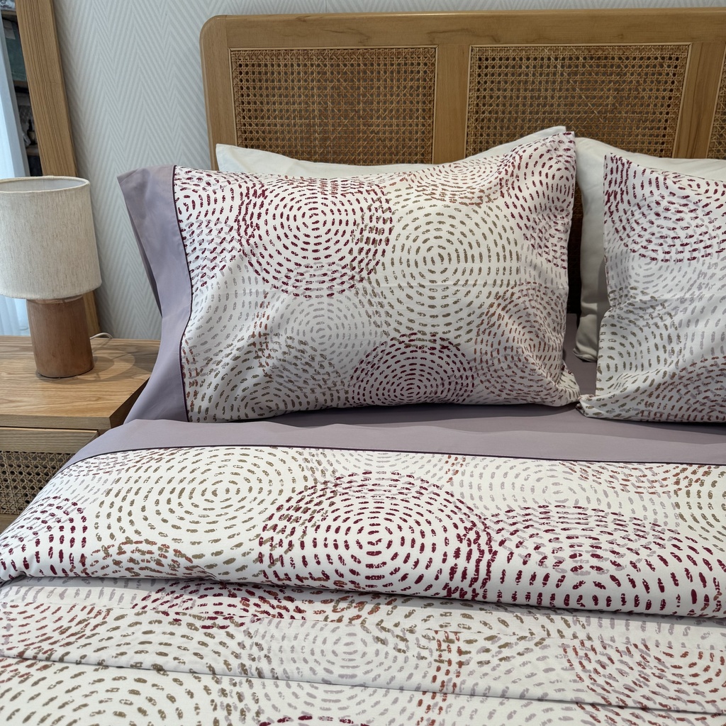 Parure de drap POLOPOLO  100% Coton percale 4 Pieces  Motif 1 Mauve