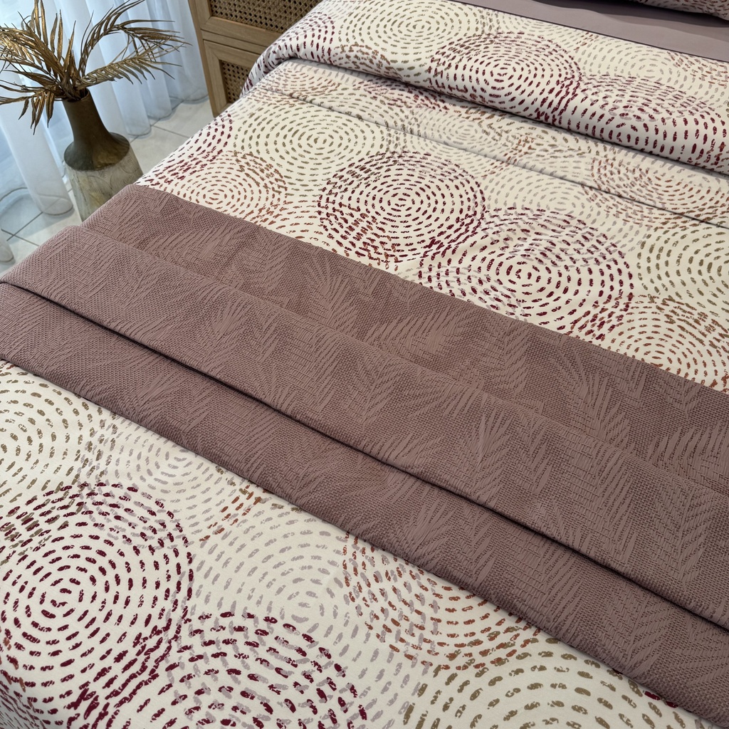 Parure de drap POLOPOLO  100% Coton percale 4 Pieces  Motif 1 Mauve