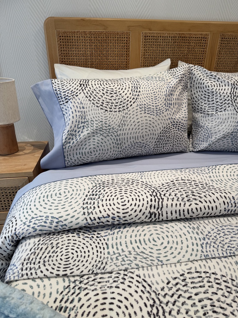 Parure de drap POLOPOLO  100% Coton percale 4 Pieces  Motif 1 Bleu