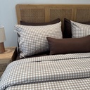 Housse De Couette 6 Pieces Vichy Cappuccino