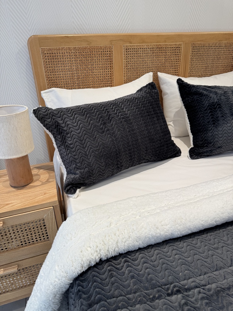 Couverture double face sherpa Gris