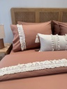 Housse de couette Elegance Dentelle 100% Coton 6 Pieces Brique