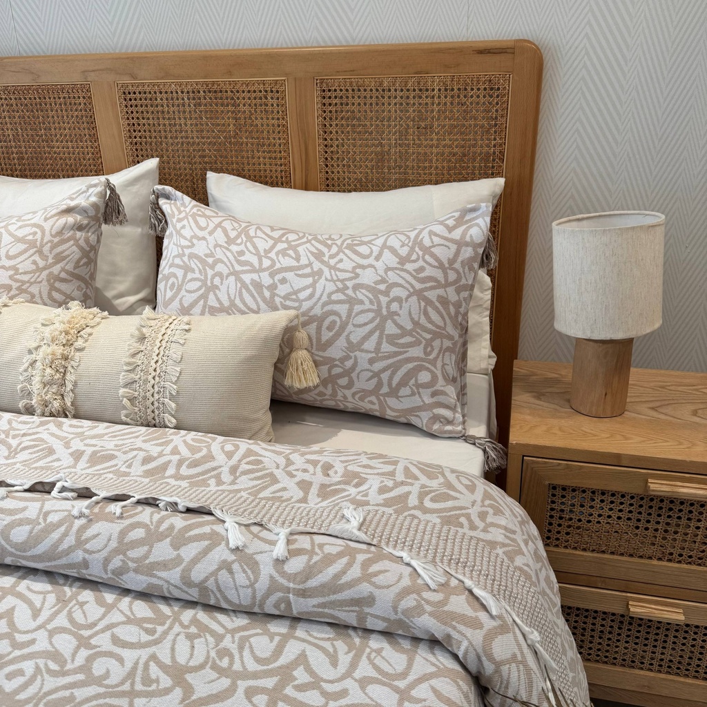 Couvre Lit tunisien 3 pièces Beige Sable & Écru