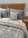 Palid tunisien 3 pièces Floral Arabesque – Gris Perle & Écru