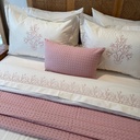 Housse de Couette Brodée 6 Pièces – Broderie Florale Rose Poudré