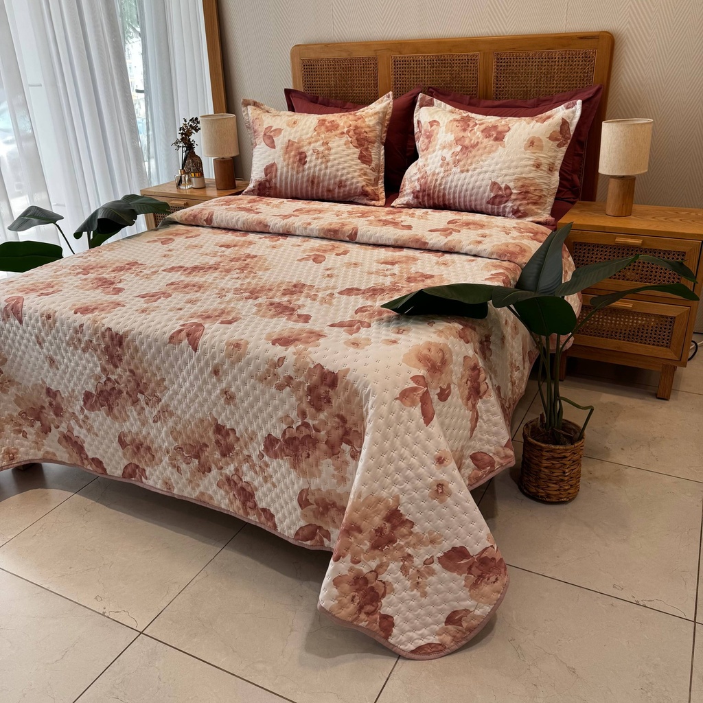 Couvre-lit Matelassé 3 Pièces – Rosée Florale