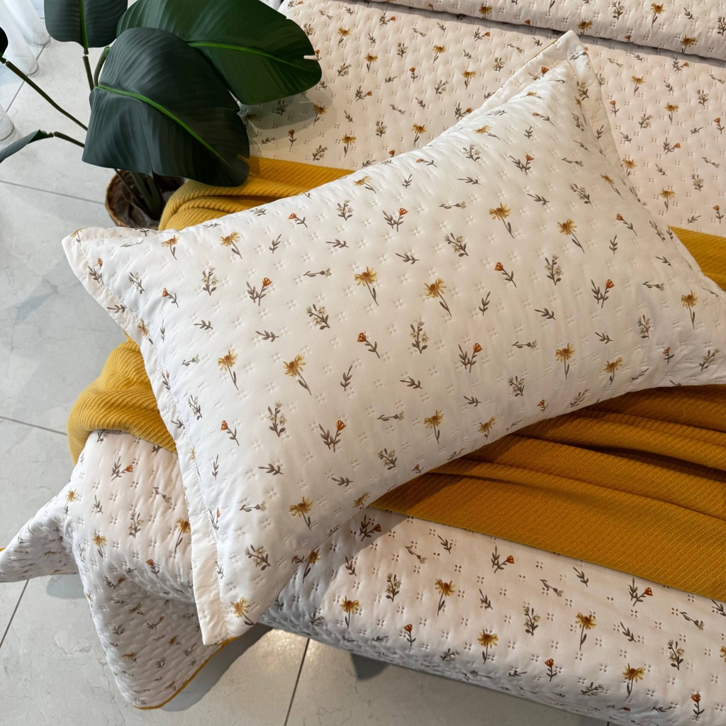 Couvre-lit Matelassé 3 Pièces – Moutarde Élégance