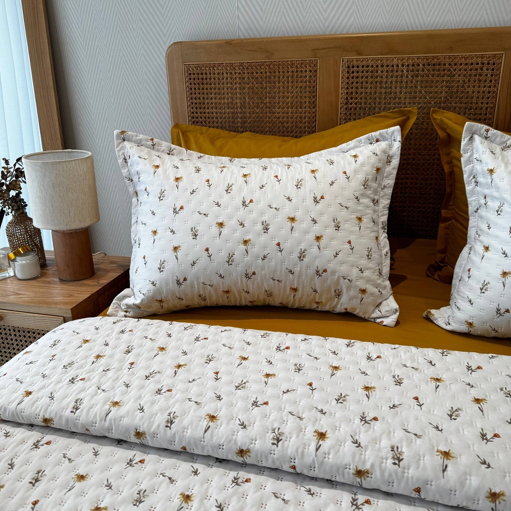Couvre-lit Matelassé 3 Pièces – Moutarde Élégance