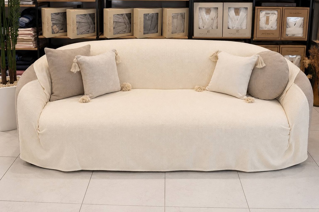 Plaid Gaufrée – Blanc Cassé