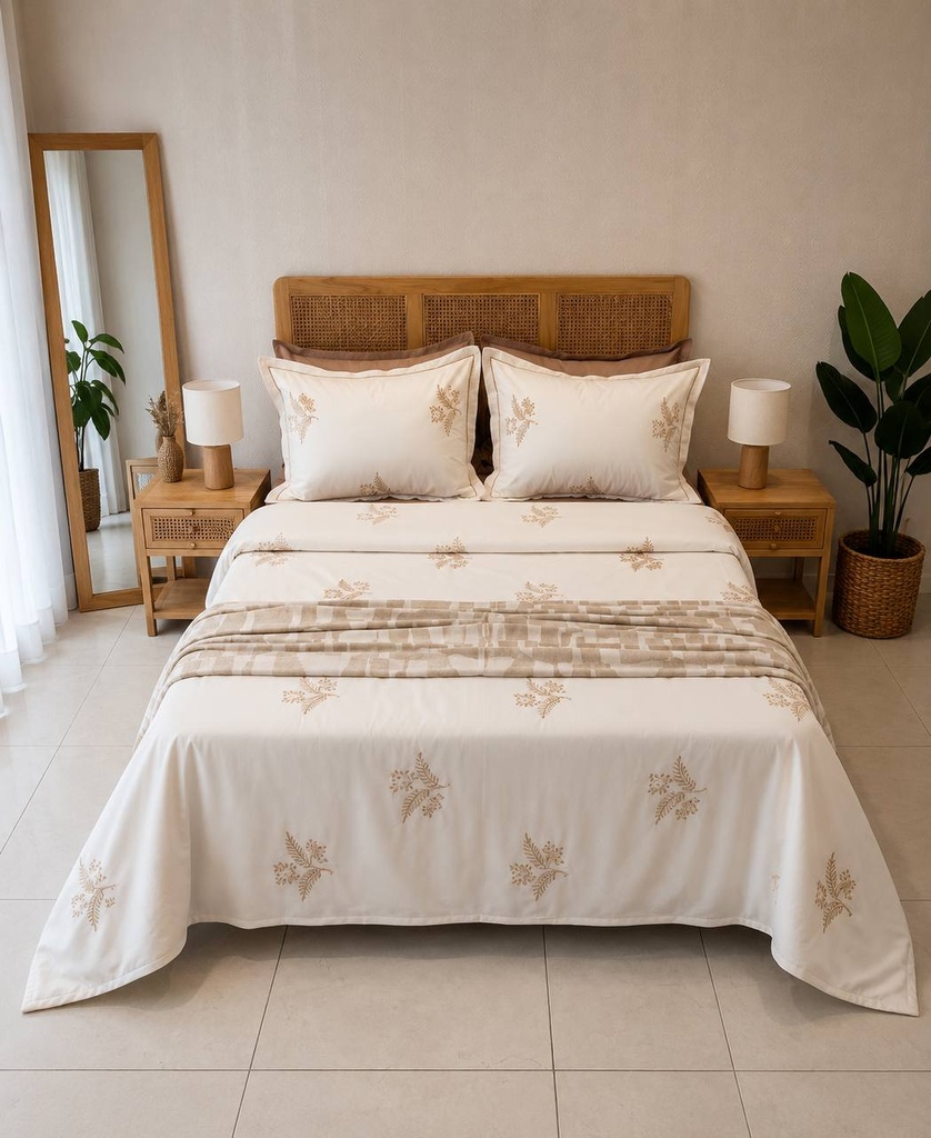 Parure de Drap Brodée  EMAS HOME Sérénité Nature