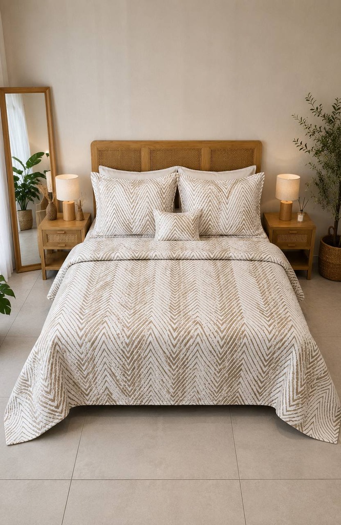 Couvre lit Zumrut 4 pcs Beige 
