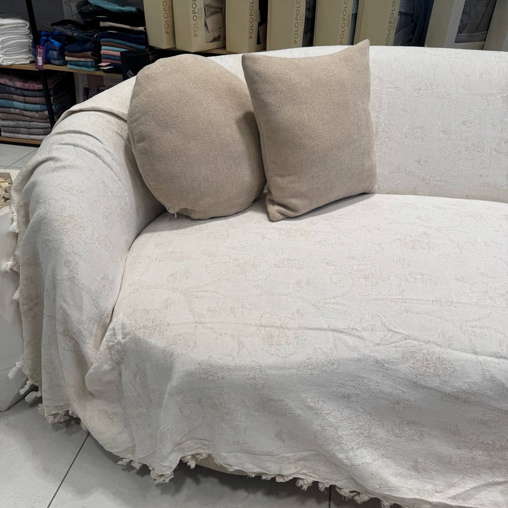 Plaid Tunisien Damasse Beige Claire Double Face