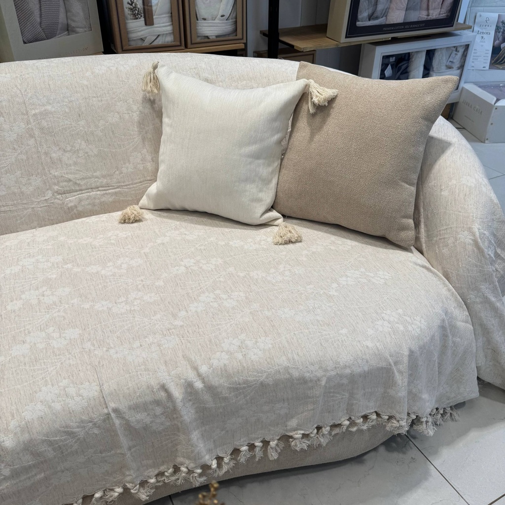 Plaid Tunisien Floral Beige Double Face