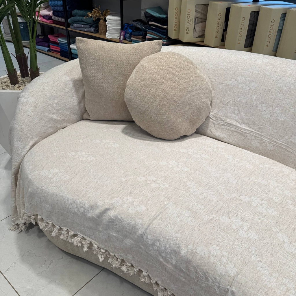 Plaid Tunisien Floral Beige Double Face