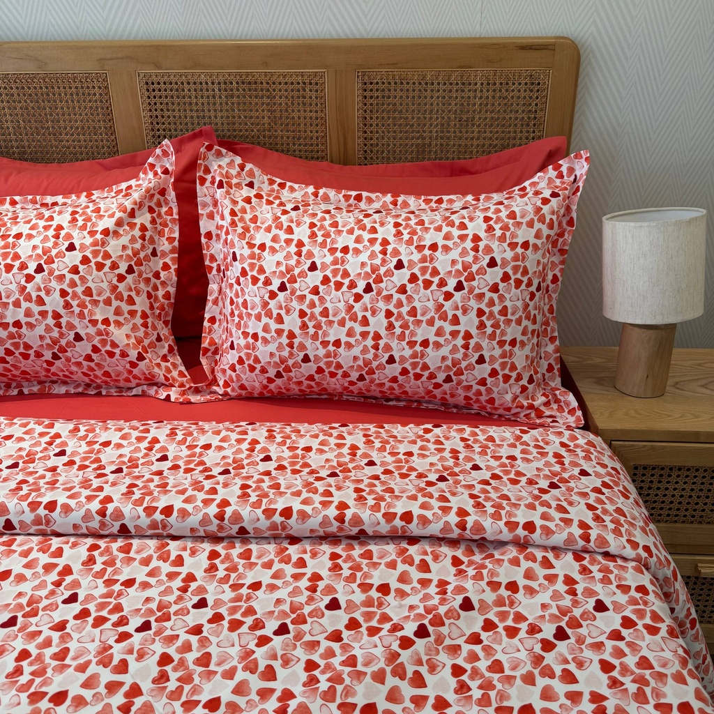 Parure de drap 6 pieces coeur rouge