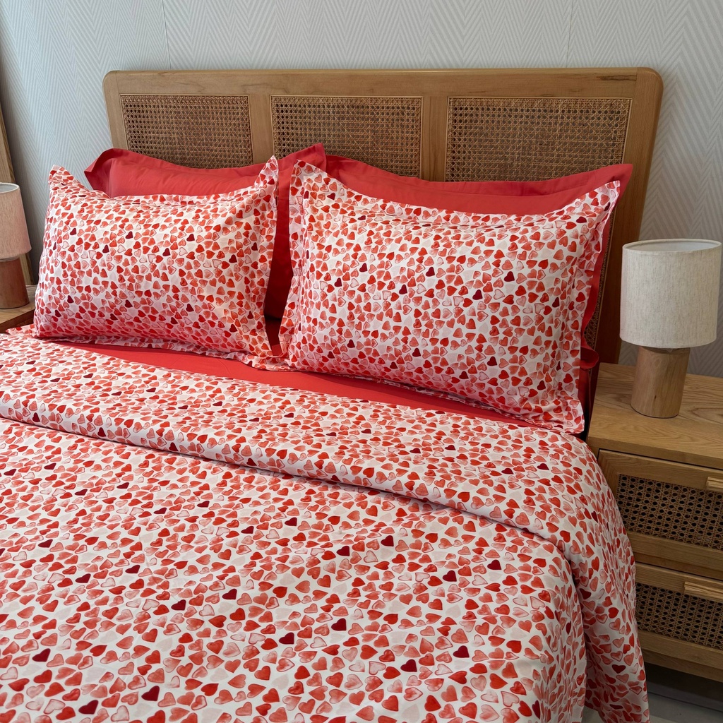 Parure de drap 6 pieces coeur rouge