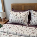 Parure de drap 6 pieces Jardin Fleuri mauve