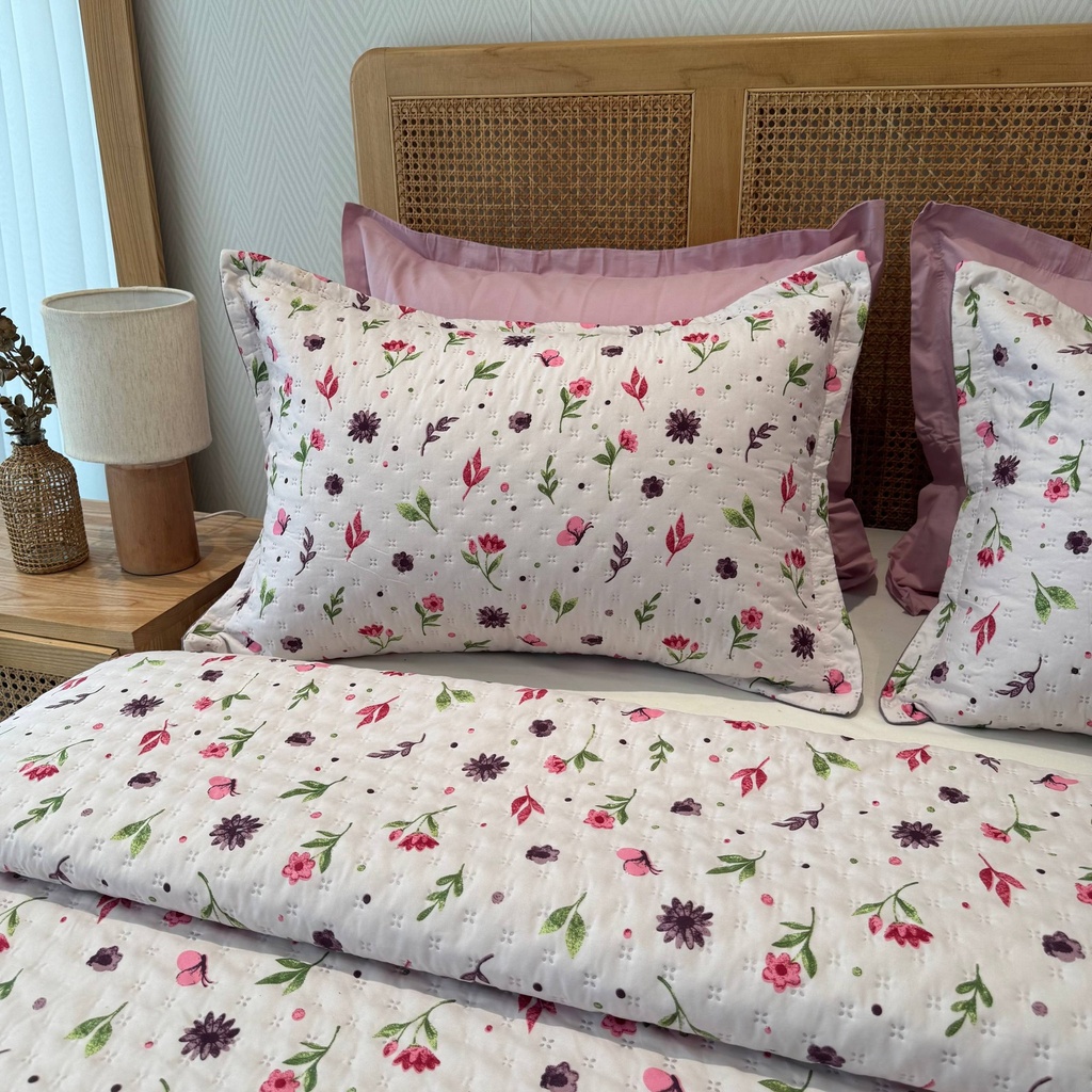 Couvre lit 3 Pieces Tulip Rose
