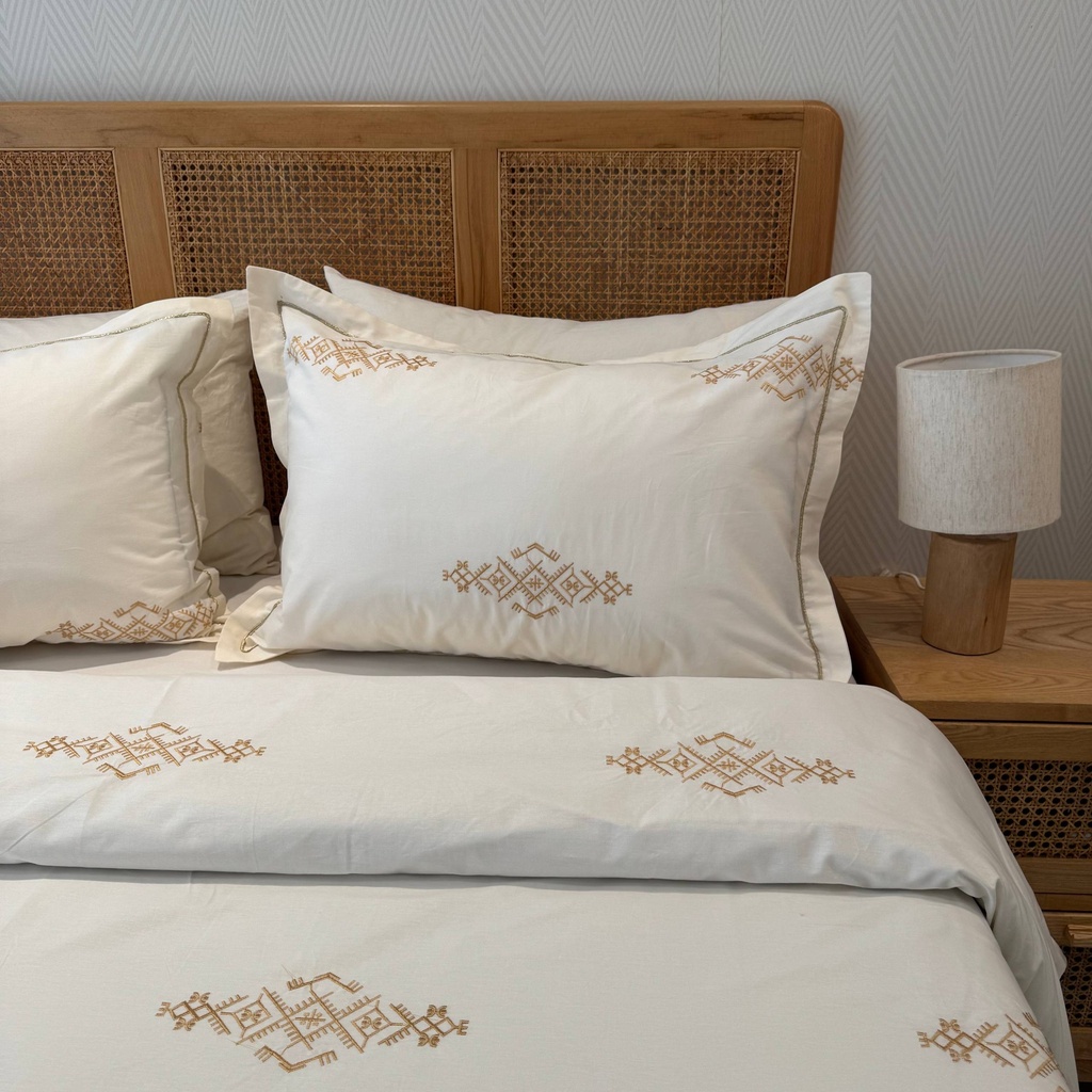 Housse de couette Brodée EMAS HOME Berbère Doré 3 pieces