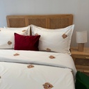 Housse de couette brode medaillons floraux 3 pieces