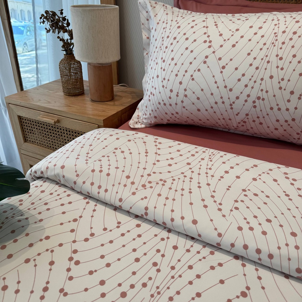 Parure de drap 6 pieces Points Rose 