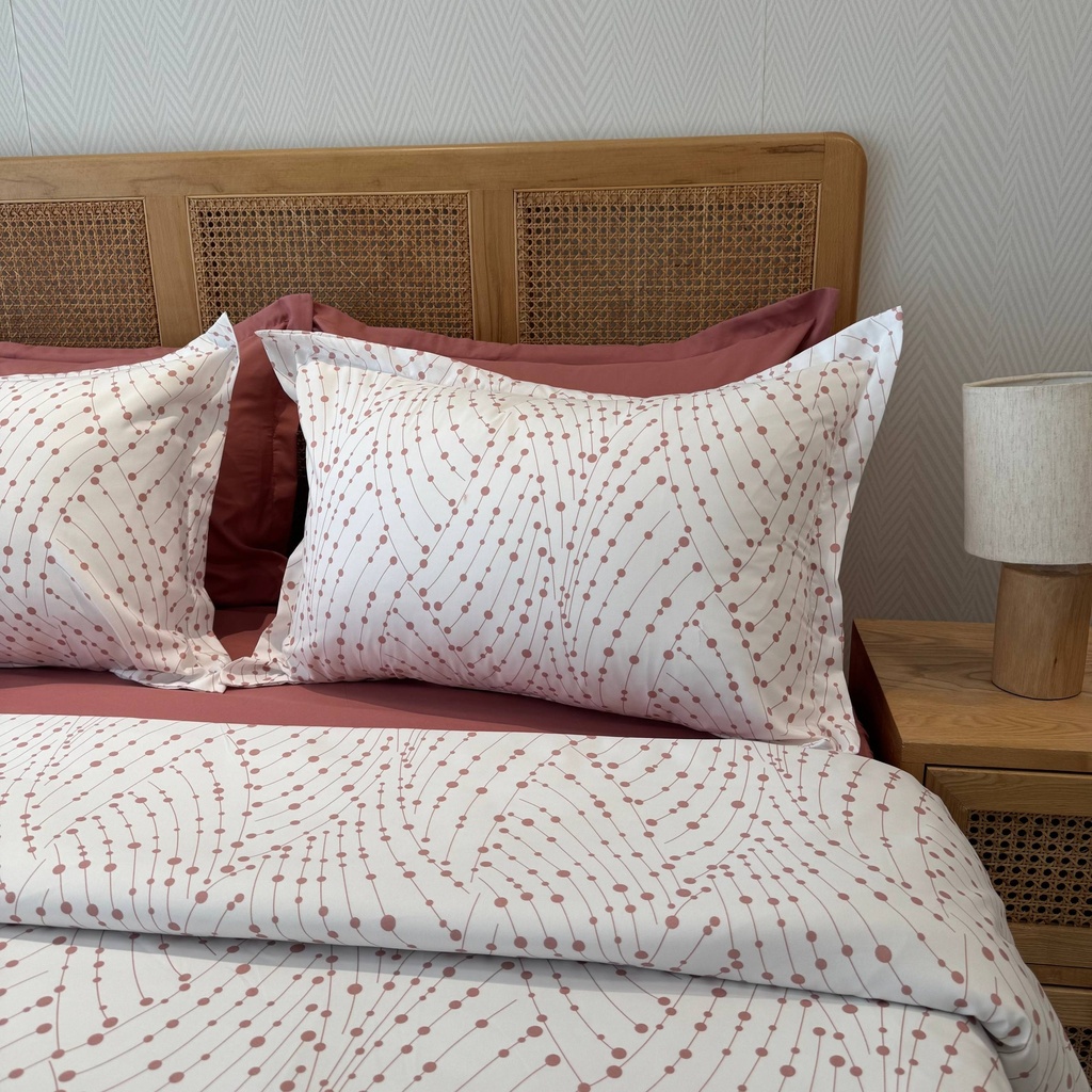 Parure de drap 6 pieces Points Rose 