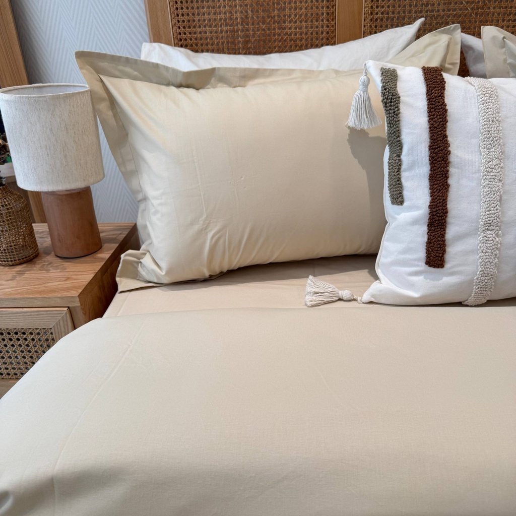 Housse de couette Unis beige 100% Coton