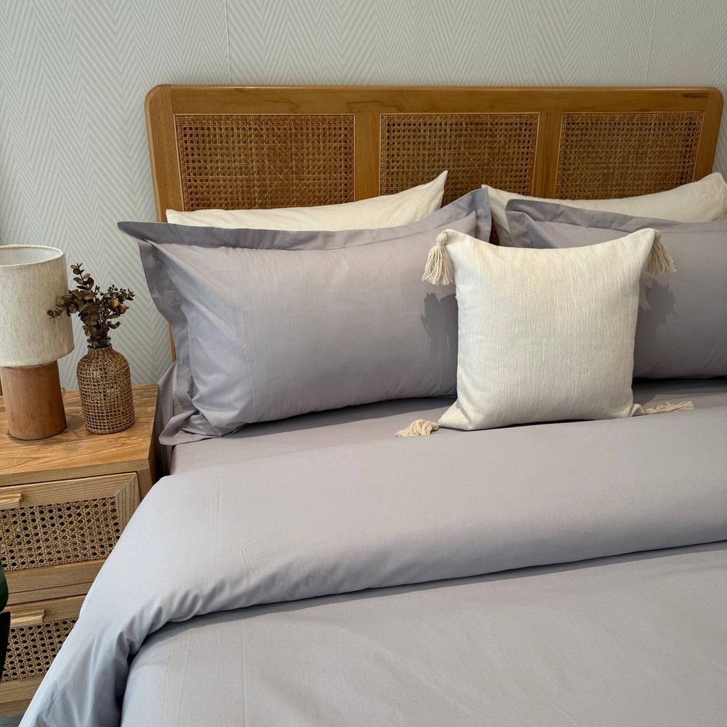 Housse de couette 4 pieces gris perle 