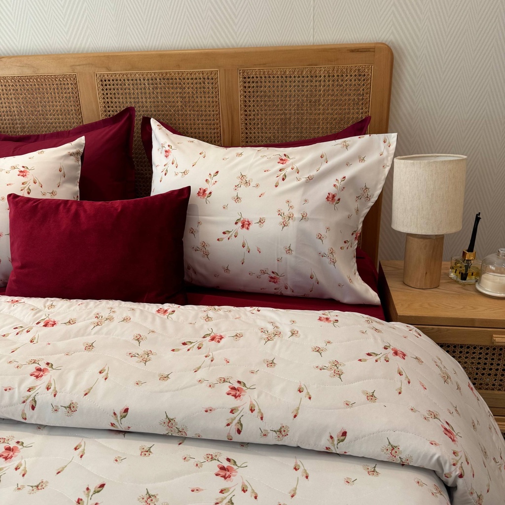 Couvre lit 3 Pieces Tulip Fleur Rouge