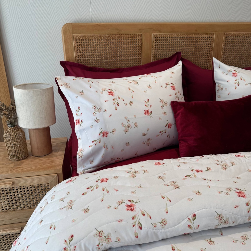 Couvre lit 3 Pieces Tulip Fleur Rouge