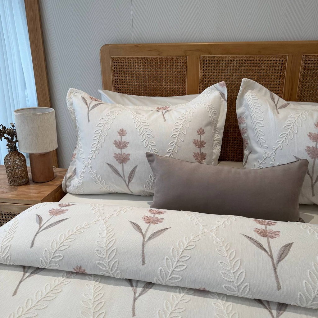 Couvre lit 6 pieces floral geometrique
