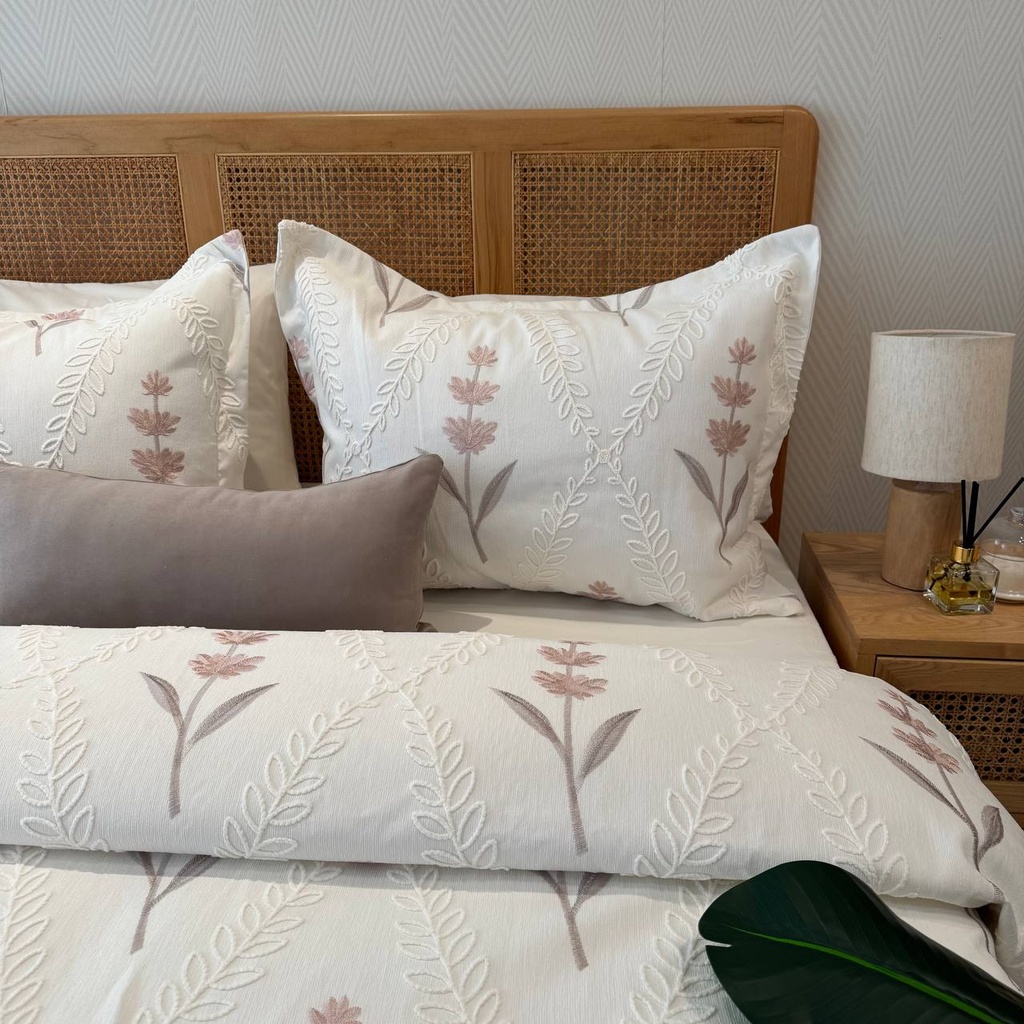 Couvre lit 6 pieces floral geometrique