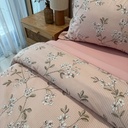 Housse de couette 6 Pieces a rayures Rose 100% Coton