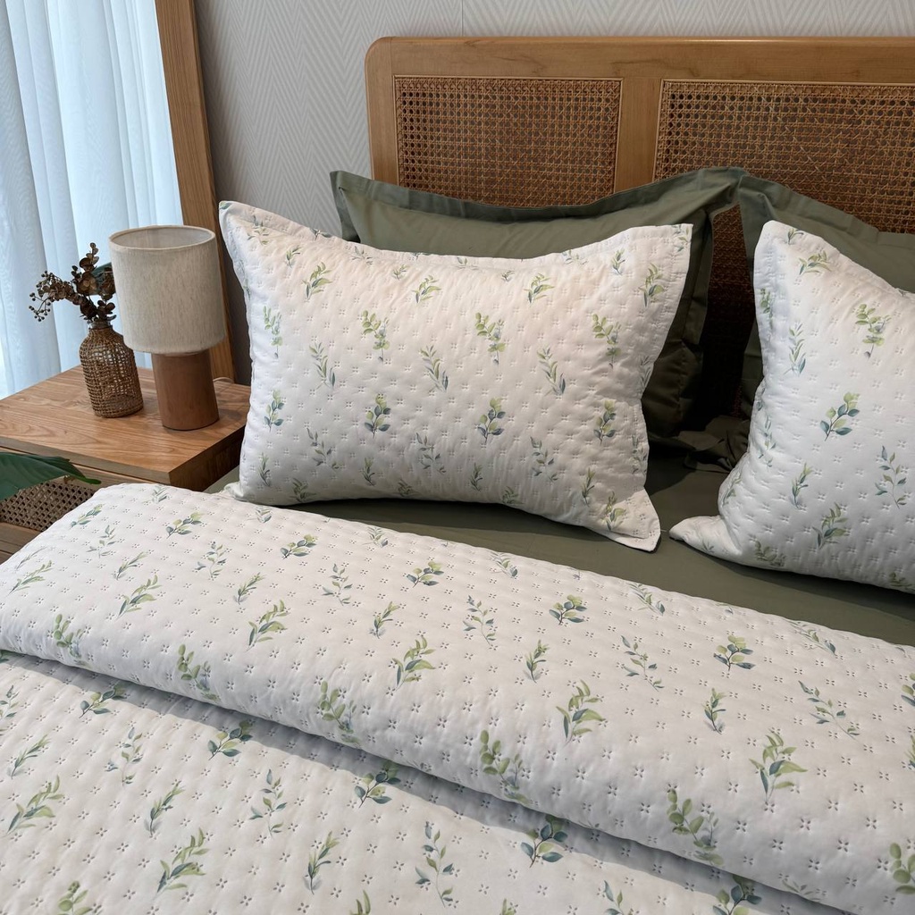 Couvre lit 3 pieces jardin sage