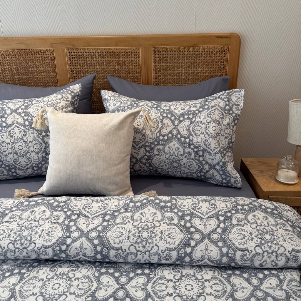 Housse de couette 6 pieces elegance bleu