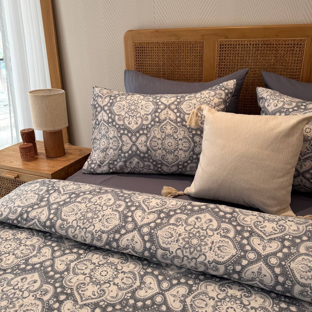 Housse de couette 6 pieces elegance bleu