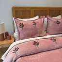 Couverture 3 pieces rose botanique