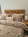 Couverture 3 pieces fleur beige