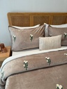 Couverture 3 pieces fleur beige