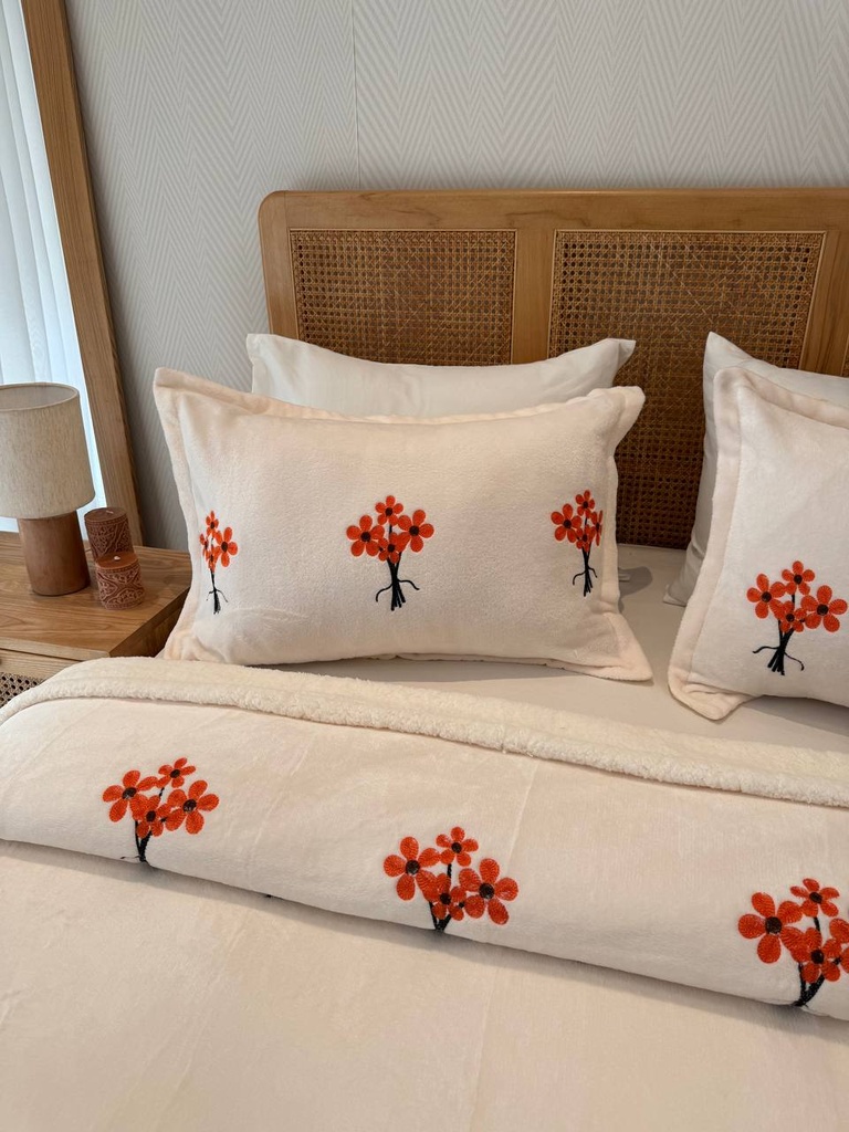 Couverture 3 pieces bouquet blanc