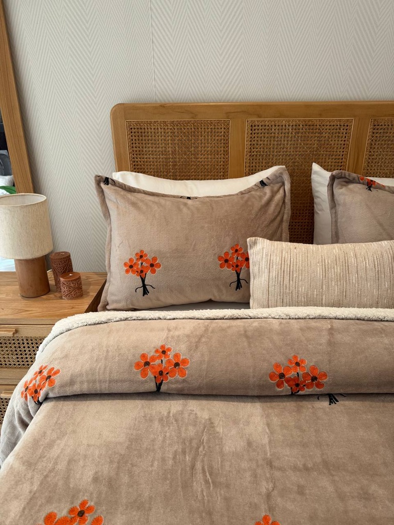 Couverture 3 pieces bouquet beige