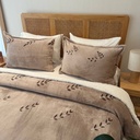 Couverture 3 pieces feuilles beige 