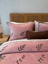 Couverture 3 pieces feuilles rose 