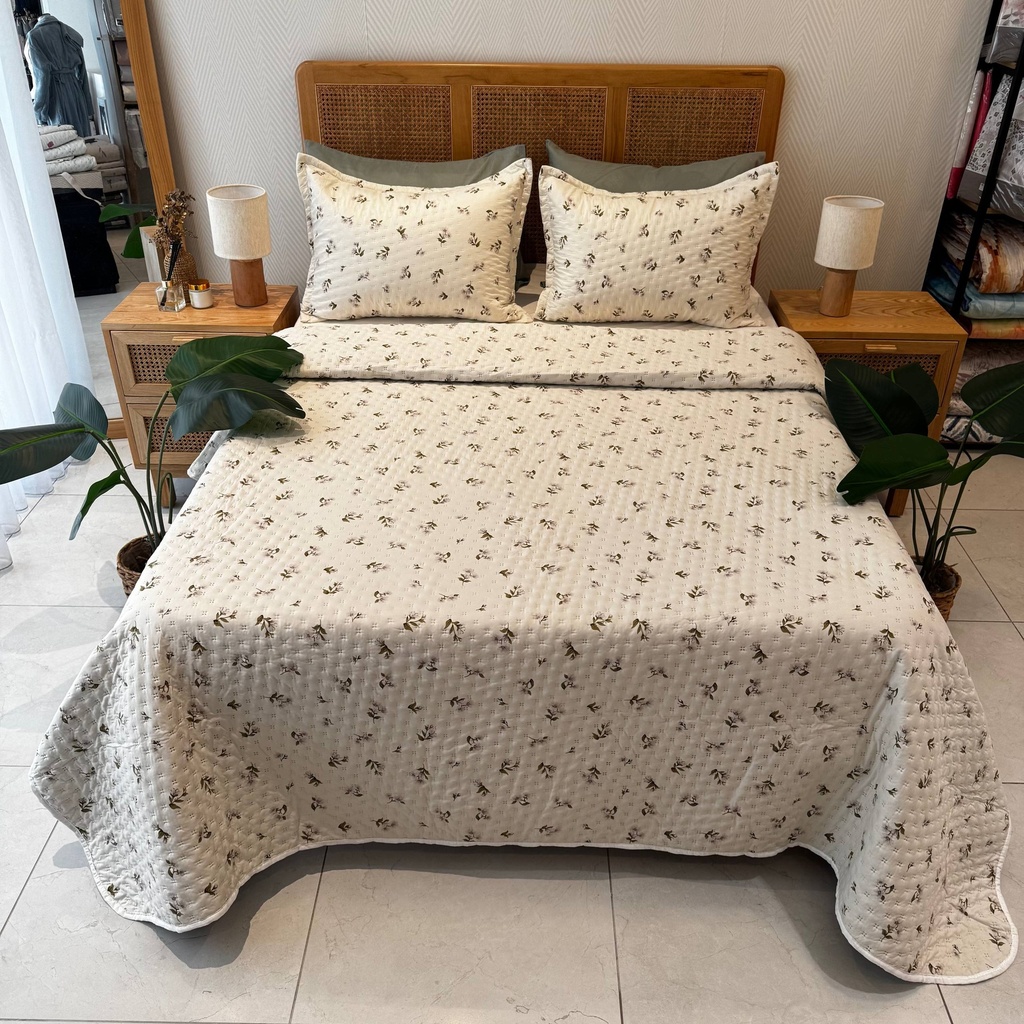 Couvre-lit Matelassé 3 Pièces – Fleur d’Olivier