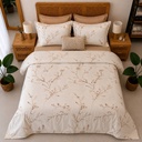 Parure de Draps 6 Pièces – Feuillage Beige