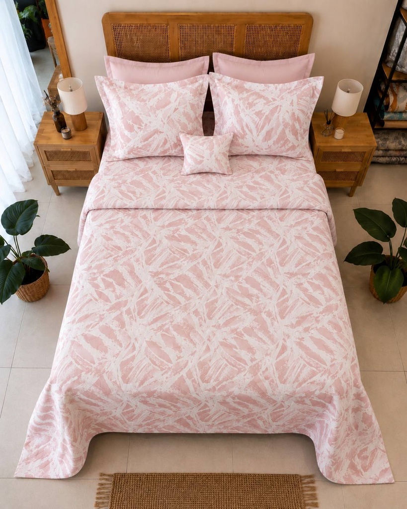 Boutis 4 pieces Terracotta Graphique Rose